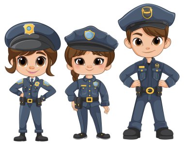 Üniformalı üç polis memuru.
