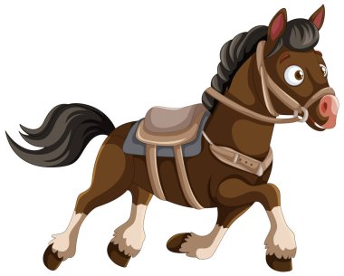 Eyer ve dizginli çizgi film atı