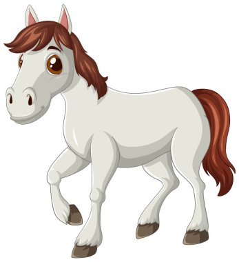 Kahverengi yeleli ve kuyruklu sevimli bir at.