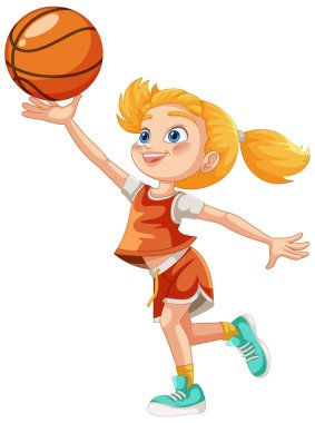 Genç kız neşe içinde basket atıyor.
