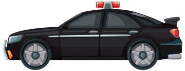 Black police car with red lights clipart