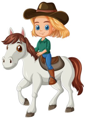 At sırtında kovboy şapkası takan bir çocuk.