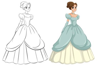 Renkli ve özet sürümlü prenses illüsü