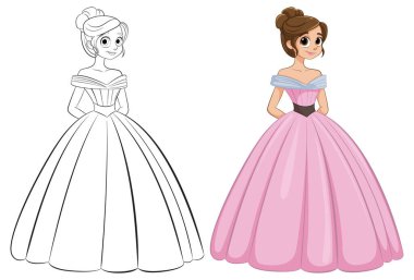 Renkli ve özet sürümlü prenses illüsü