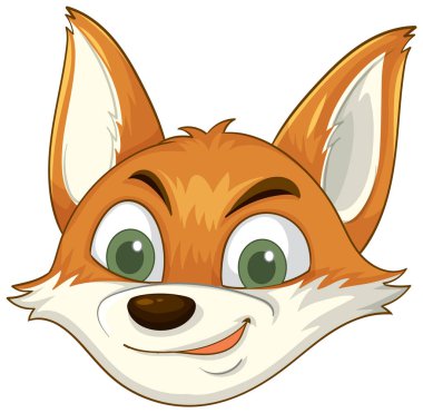 Kocaman yeşil gözleri olan gülümseyen tilki yüzü.