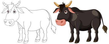 Colored and outlined cow vector illustration clipart