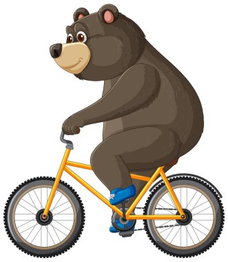 Sarı bir bisiklete binen neşeli bir ayı