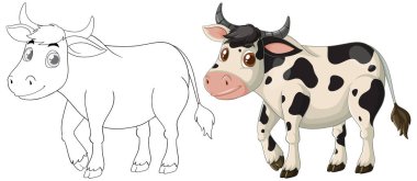 Renkli ve çizilmiş inek vektör çizimi