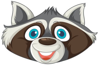 Parlak mavi gözlü gülümseyen bir rakun.