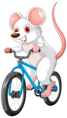 Neşeli fare bisiklet yolculuğunun tadını çıkarıyor