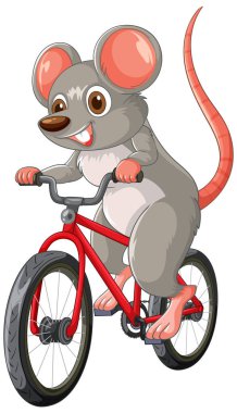 Neşeli fare bisiklet sürmenin tadını çıkarıyor