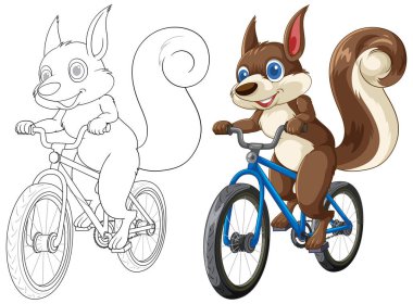 Mavi bisiklete binen neşeli sincap