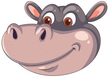 Dost canlısı bir ifadeyle neşeli su aygırı.