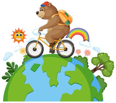 Bir ayı bisikleti kürede sürüyor.