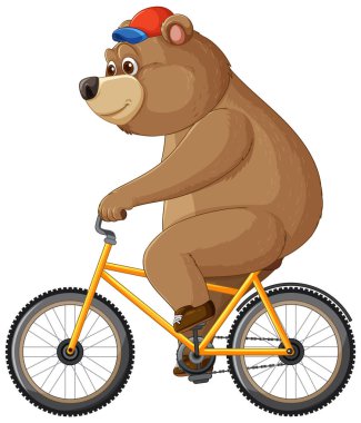 Sarı bir bisiklete binen mutlu bir ayı