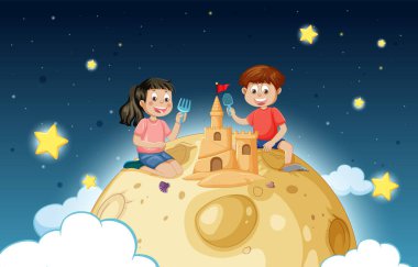 Çocuklar ayda kumdan kale yapmayı severler.