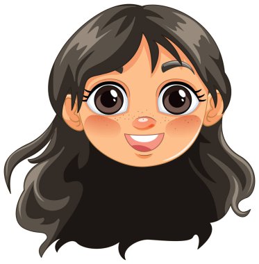 Happy girl with dark hair smiling clipart