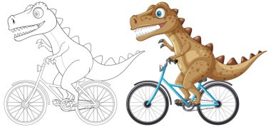 Mavi bir bisikletle mutlu bir dinazor