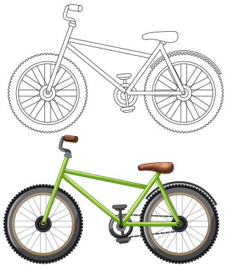 Canlı ve çizilmiş bir bisiklet vektörü çizimi