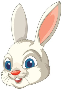 Kocaman mavi gözleri olan mutlu bir tavşan.