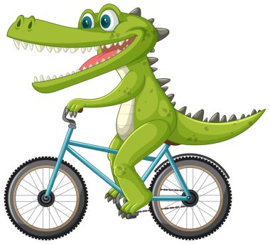 Mavi bisikletli neşeli bir timsah.