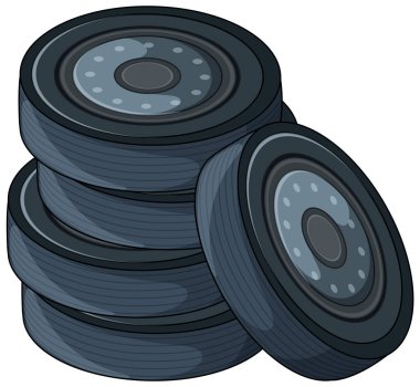 Yığılmış araba lastiklerinin vektör çizimi