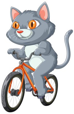 Sevimli bir kedi turuncu bir bisiklete biner