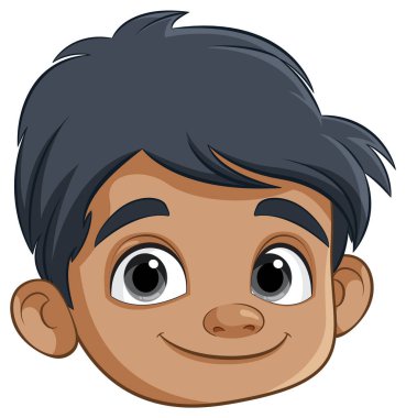 Happy boy with dark hair smiling clipart