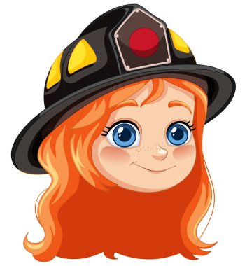 Smiling girl in firefighter helmet clipart