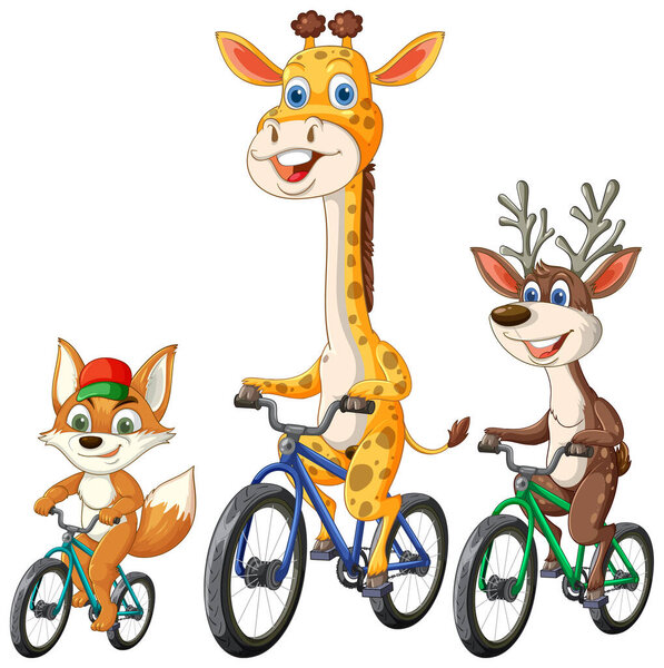 Жираф, лиса и олень весело катаются вместе