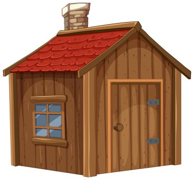 Kırmızı çatılı güzel ahşap bir ev.