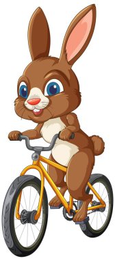 Neşeli bir tavşan bisiklete biniyor