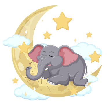 Fil hilal ayında huzur içinde uyuyor.