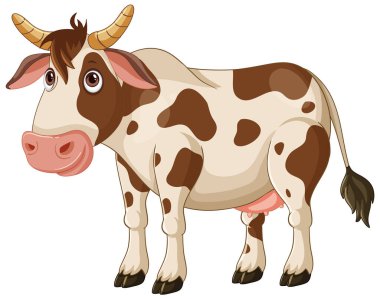 Cute cow illustration with brown spots clipart