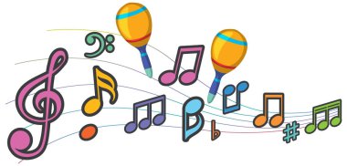 Canlı notalar ve marakalar müzikal uyum yaratır.