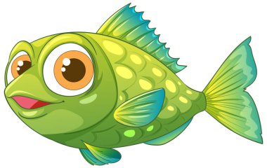 Büyük anlamlı gözleri olan parlak yeşil balıklar.