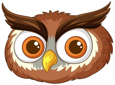 Adorable cartoon owl with expressive large eyes clipart