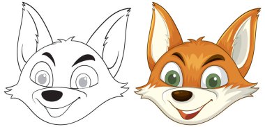 Gülümseyen tilkinin renkli ve özet versiyonları.
