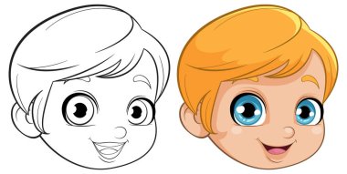 Mutlu bir çocuğun renk ve ana hatları