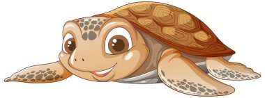 Cute turtle with a friendly, smiling expression clipart