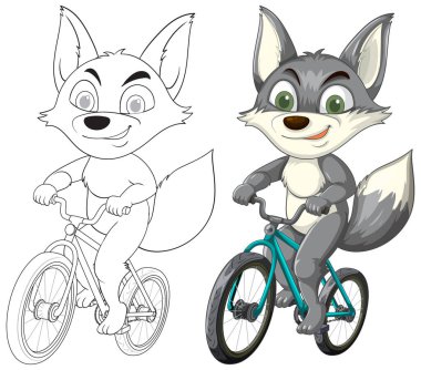 Neşeli tilki Bisiklet sürmekten hoşlanıyor