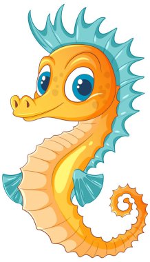 Mavi yüzgeçli, büyük gözlü parlak deniz atı.