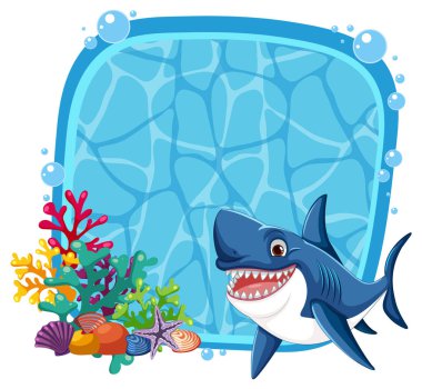 Canlı mercan ve deniz canlılarıyla gülümseyen köpekbalığı.