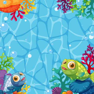 Vibrant fish and coral in a lively ocean scene clipart