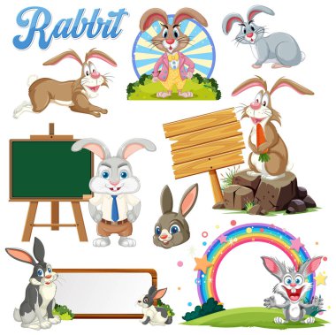 İşaretleri ve gökkuşakları olan renkli tavşanlar