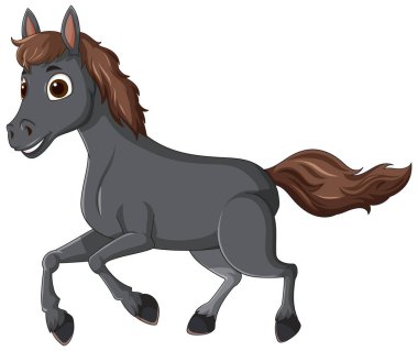 Neşeli bir at, neşeli bir yüz ifadesi var.