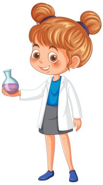 Laboratuvar önlüklü kız mataralı.