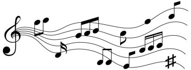 Müzik notaları ve sembollerin dinamik bir düzeni