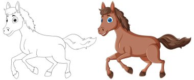 Renkli ve hatları çizilmiş at.