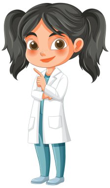Laboratuvar önlüklü bir kızın tasviri